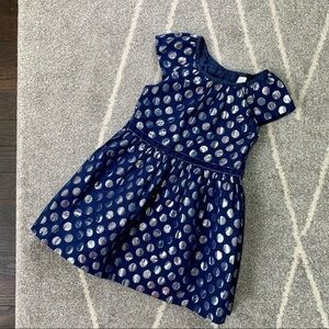 Cherokee Navy and Silver Polka Dot Party Dress 4T